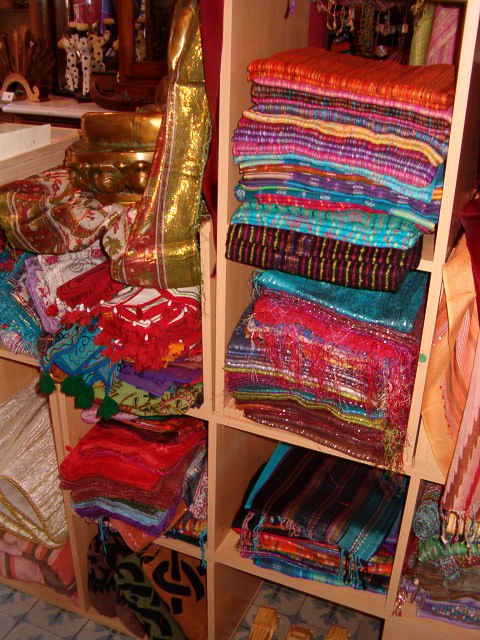 Scarves display in ethnic retail store