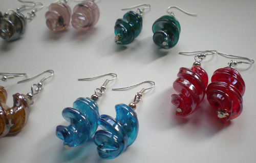 Twisted glass earrings from Asia